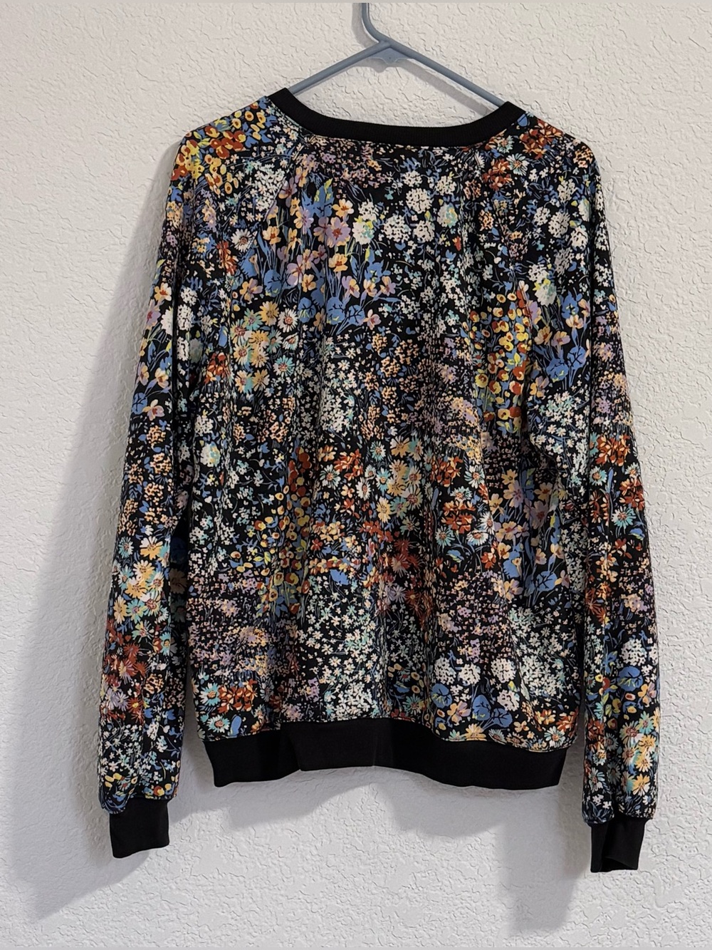 Maeve Black Floral Crewneck Sweatshirt with Blue & Peach Accents - Picture 3 of 10